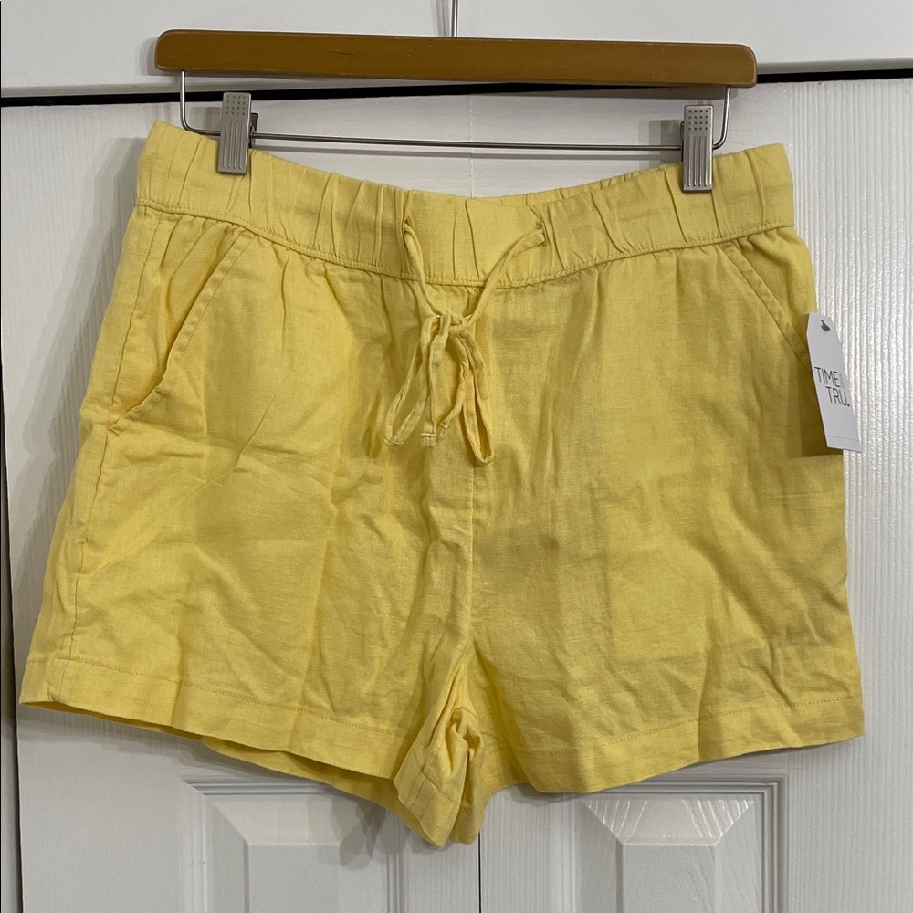 Yellow Linen CoverUp Shorts